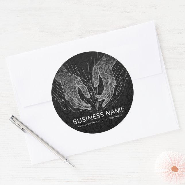 Massage Therapy Healing Hands Energy Spa Wellness Classic Round Sticker (Envelope)