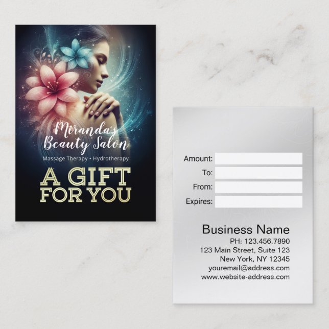 Massage Therapy Healing Hands Energy Spa Wellness Discount Card (Front/Back)