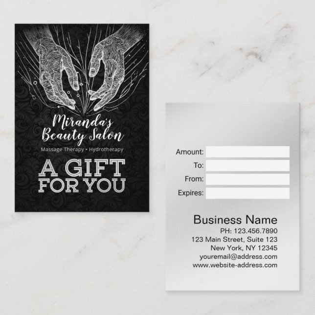 Massage Therapy Healing Hands Energy Spa Wellness Discount Card (Front/Back)