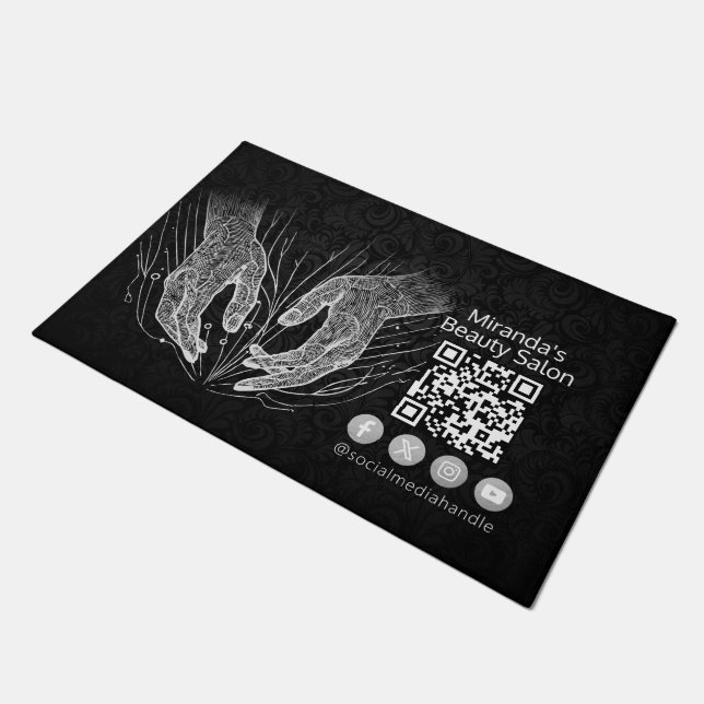 Massage Therapy Healing Hands Energy Spa Wellness Doormat (Angled)