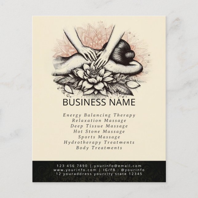 Massage Therapy Healing Hands Energy Spa Wellness Flyer (Front)