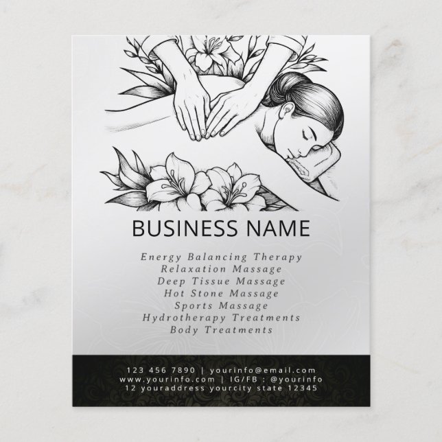 Massage Therapy Healing Hands Energy Spa Wellness Flyer (Front)