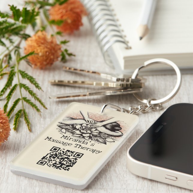Massage Therapy Healing Hands Energy Spa Wellness Keychain (Front Right)