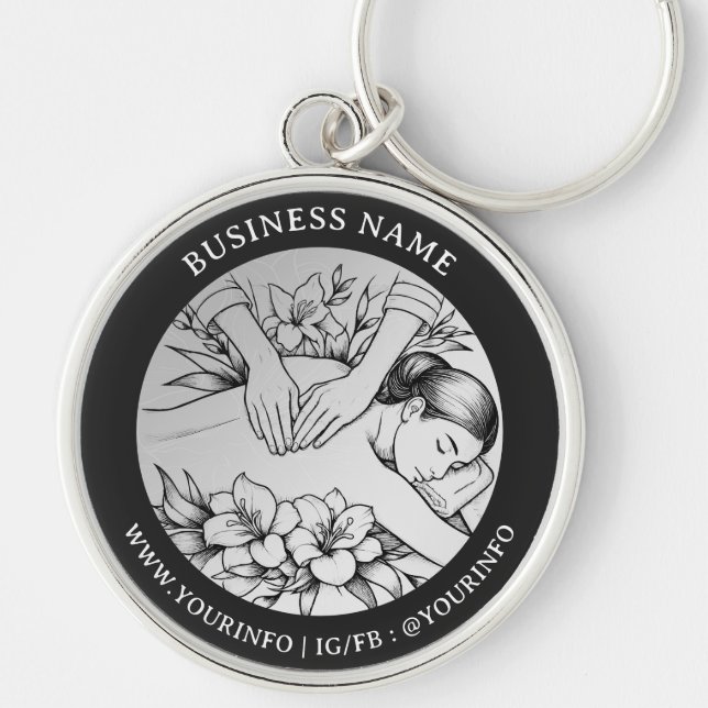 Massage Therapy Healing Hands Energy Spa Wellness Keychain (Front)