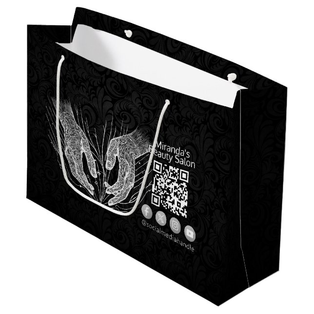Massage Therapy Healing Hands Energy Spa Wellness Large Gift Bag (Front Angled)
