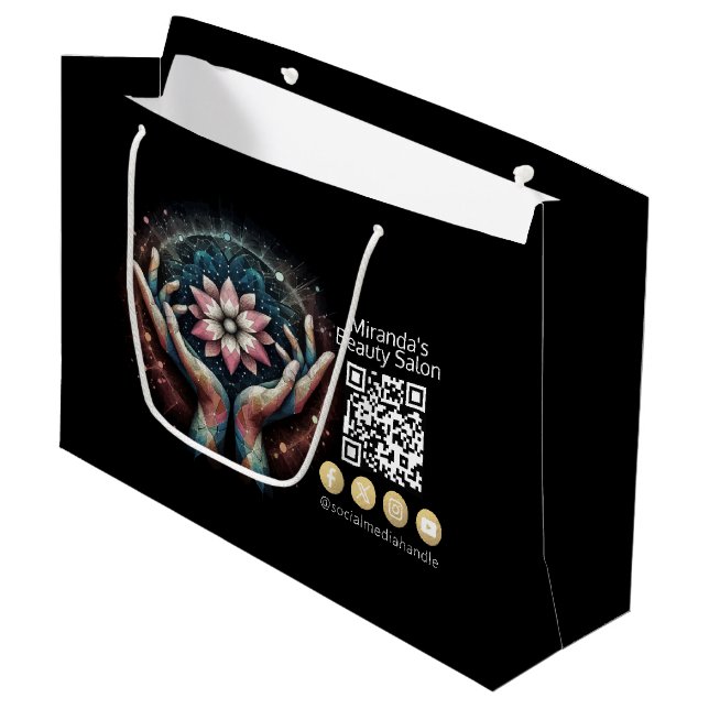 Massage Therapy Healing Hands Energy Spa Wellness Large Gift Bag (Front Angled)
