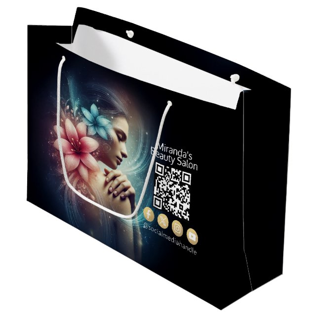 Massage Therapy Healing Hands Energy Spa Wellness Large Gift Bag (Front Angled)