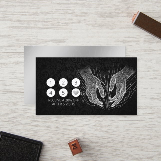 Massage Therapy Healing Hands Energy Spa Wellness Loyalty Card (Front/Back In Situ)