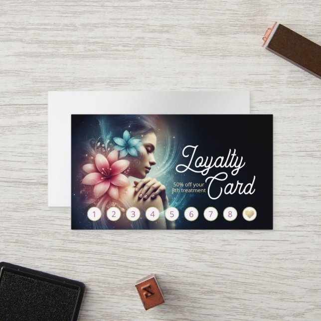 Massage Therapy Healing Hands Energy Spa Wellness Loyalty Card (Front/Back In Situ)