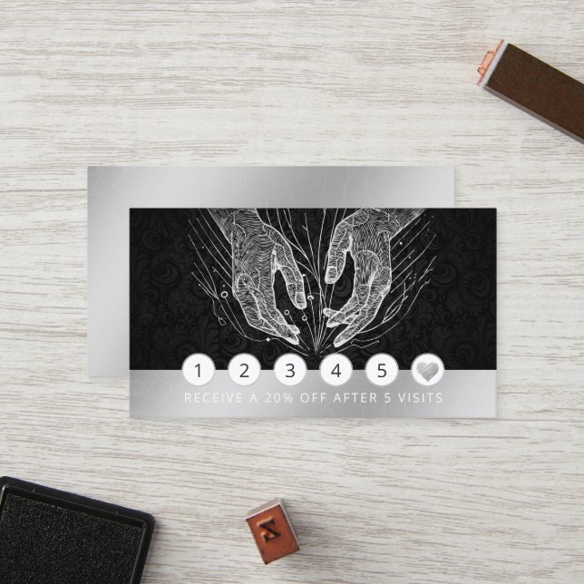 Massage Therapy Healing Hands Energy Spa Wellness Loyalty Card (Front/Back In Situ)