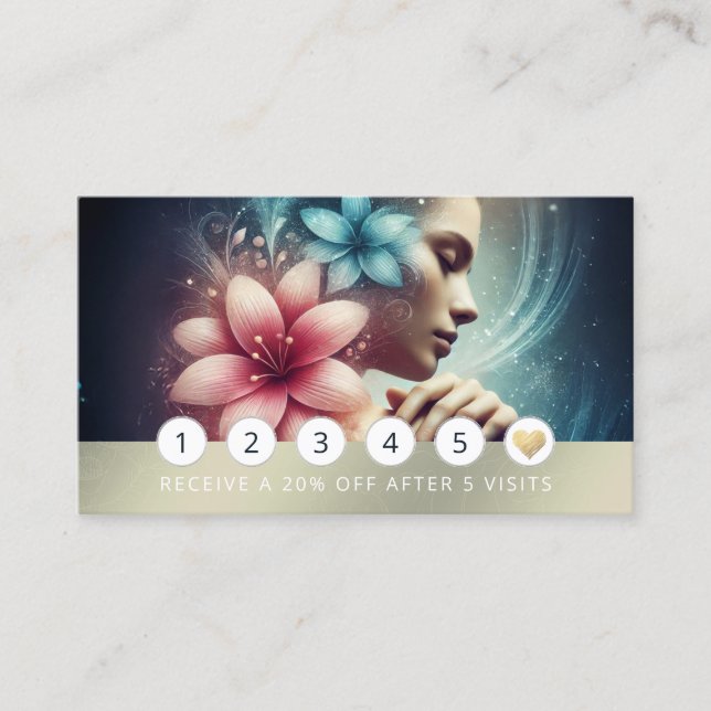 Massage Therapy Healing Hands Energy Spa Wellness Loyalty Card (Front)