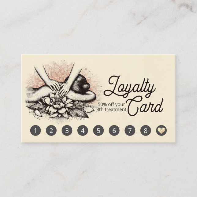 Massage Therapy Healing Hands Energy Spa Wellness Loyalty Card (Front)