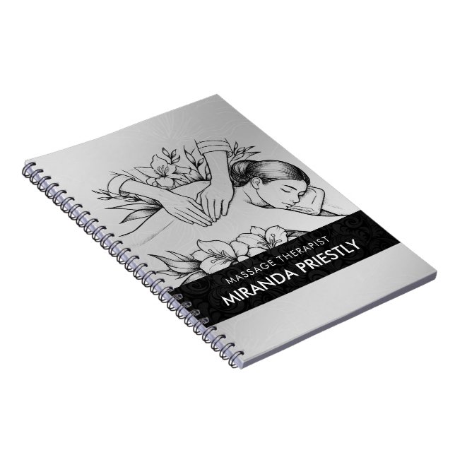 Massage Therapy Healing Hands Energy Spa Wellness Notebook (Right Side)