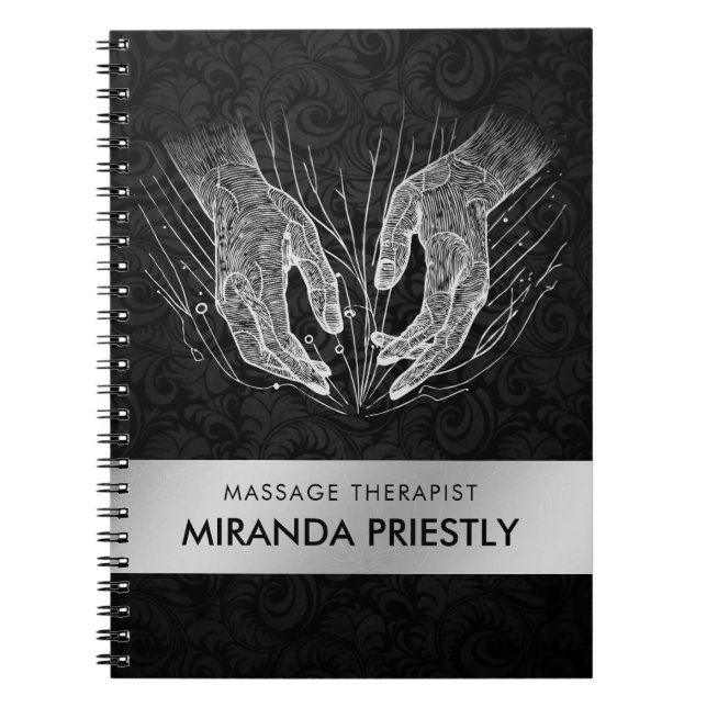 Massage Therapy Healing Hands Energy Spa Wellness Notebook (Front)