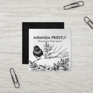 Massage Therapy Healing Hands Energy Spa Wellness Square Business Card