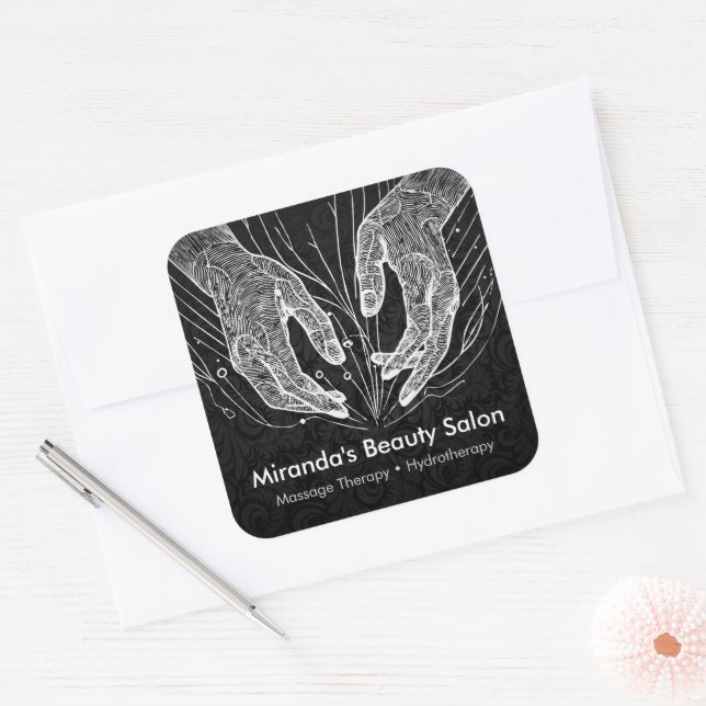 Massage Therapy Healing Hands Energy Spa Wellness Square Sticker (Envelope)