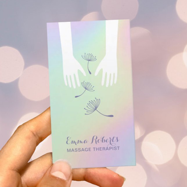 Massage Therapy Healing Hands Spa Holographic Business Card (Creator Uploaded)