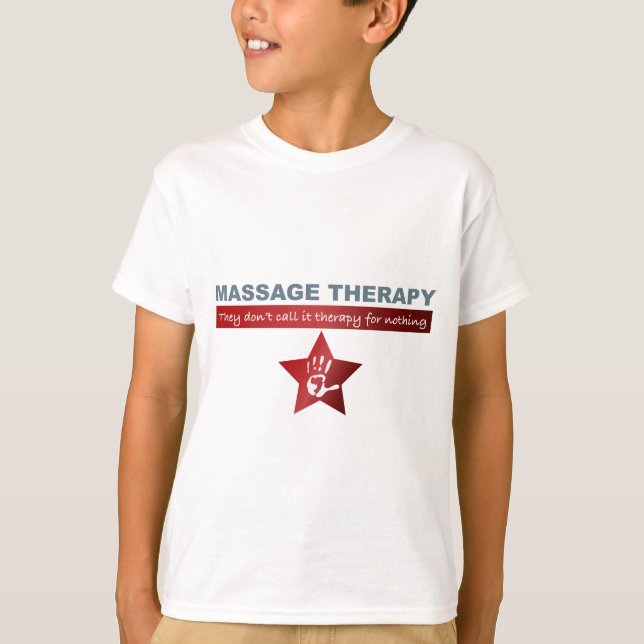 Massage Therapy in Ruby Red T-Shirt (Front)