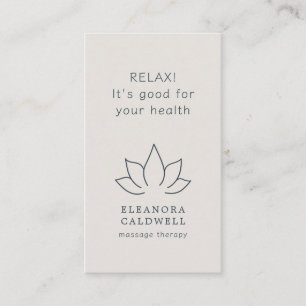 Massage Therapy Lotus Logo Charcoal Grey Eggshell Business Card