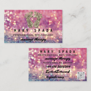 Massage Therapy Reflexology Feet Rose QRCode Business Card