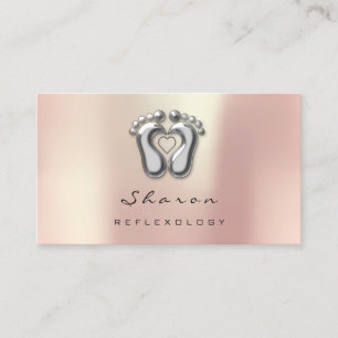 Massage Therapy Reflexology Silver Grey Rose Gold Business Card