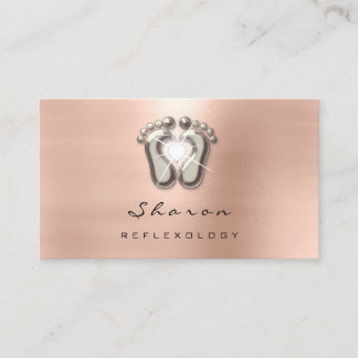 Massage Therapy Reflexology Therapy Gold Beige Business Card