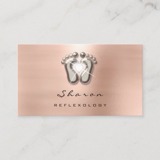 Massage Therapy Reflexology Therapy Gold Beige Business Card (Front)