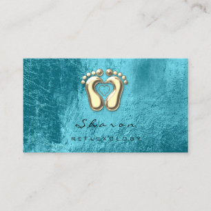Massage Therapy Reflexology Therapy Gold Ocean Blu Business Card