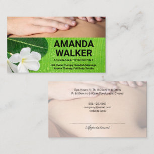 Massage Therapy Session   Flower and Leaf Appointment Card