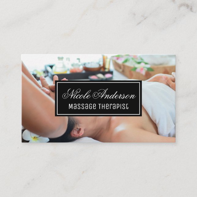 Massage Therapy Session | Spa Business Card (Front)