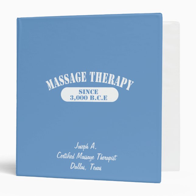 Massage Therapy.  Since 3,000 B.C.E. Binder (Front/Inside)