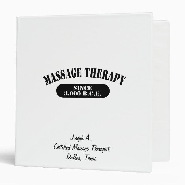 Massage Therapy.  Since 3,000 B.C.E. Binder (Front/Inside)