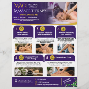 Massage Therapy Therapeutic, Sports & Recovery Flyer