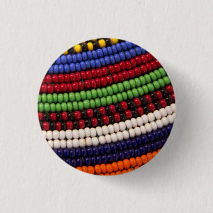Massai Tribal Bead Pattern 1 Inch Round Button