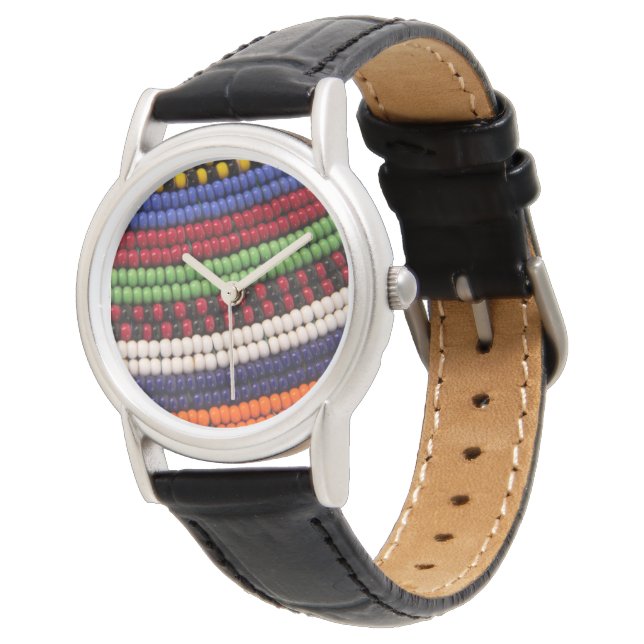 Massai Tribal Bead Pattern Watch (Angled)