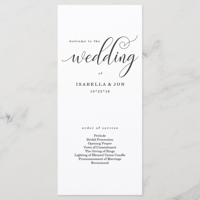 Masse Mariage moderne simple / Programme de cérémo (Devant)