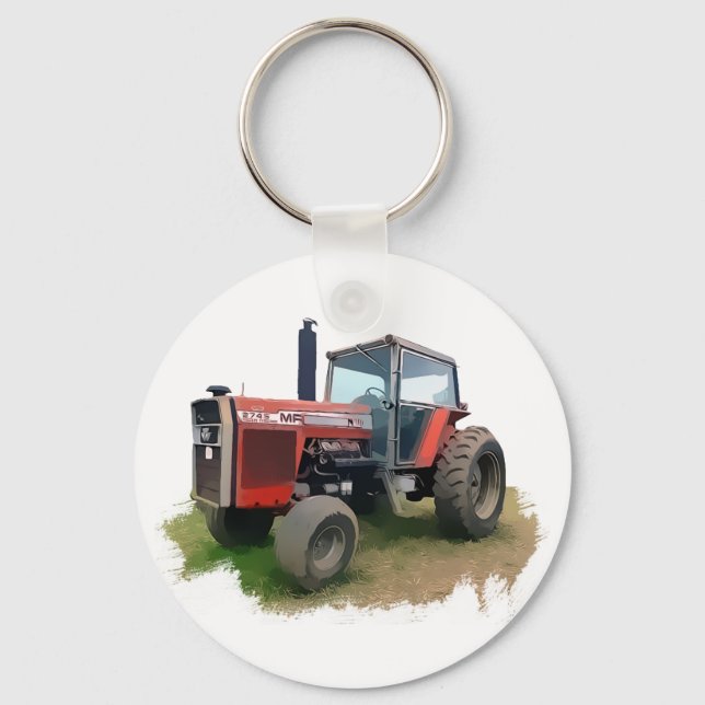 Massey Ferguson Red Tractor in the Field Keychain (Front)
