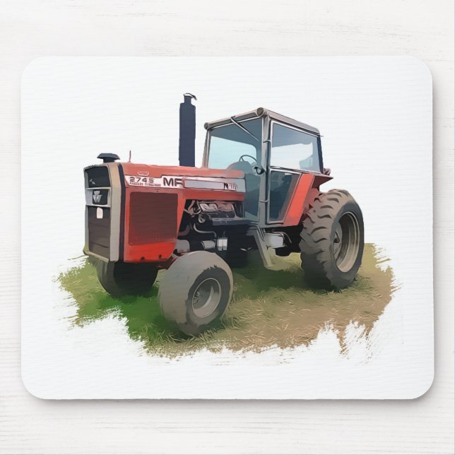 Massey Ferguson Red Tractor in the Field Mouse Pad (Front)