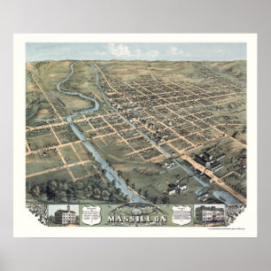 Massillon, OH Panoramic Map - 1870 Poster
