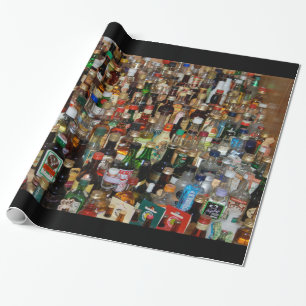 Massive Collection of Liquor Bottles After a Party Wrapping Paper