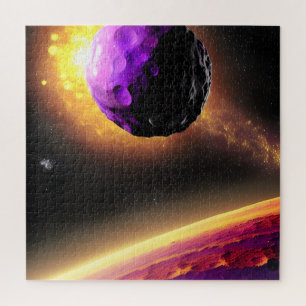 Massive Purple Comet Spiralling Towards Pink Plane Jigsaw Puzzle