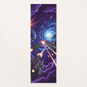 massive space battle with starships firing lasers yoga mat