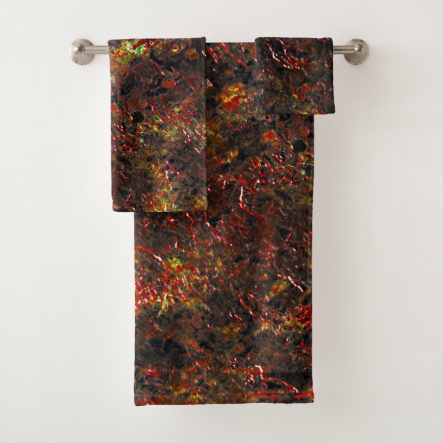 Massive spots and skinned brown on a mint green bath towel set (Insitu)