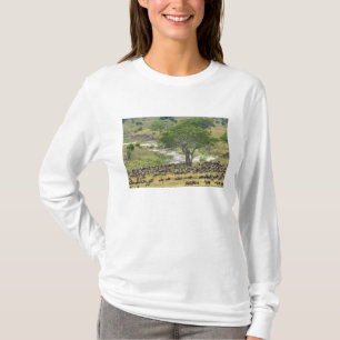 Massive Wildebeest herd during migration, T-Shirt