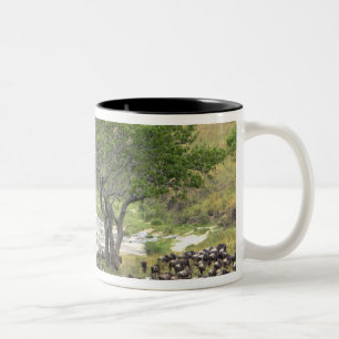 Massive Wildebeest herd during migration, Two-Tone Coffee Mug