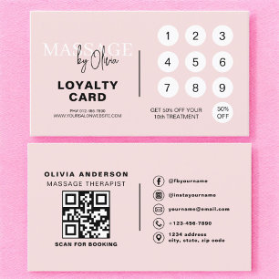Massothérapeute QR Code Carte de fidélité rose