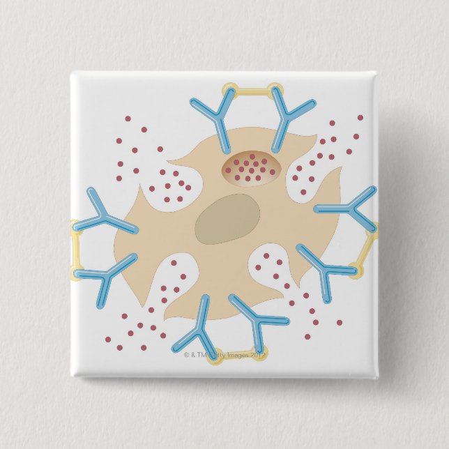 Mast Cell Releasing Histamine 2 Inch Square Button (Front)