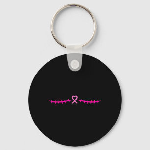 Mastectomy Breast Cancer Survivor Pink Ribbon Keychain