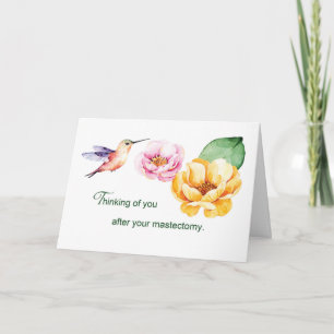 Mastectomy Thinking of You Flowers and Hummingbird Card