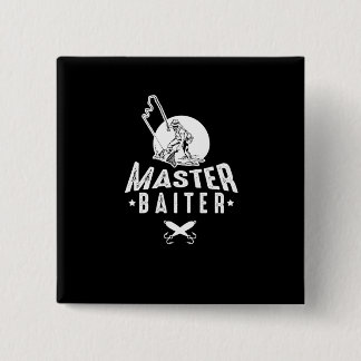 Master Baiter Funny Fishing Fisherman Ocean Sea 2 Inch Square Button